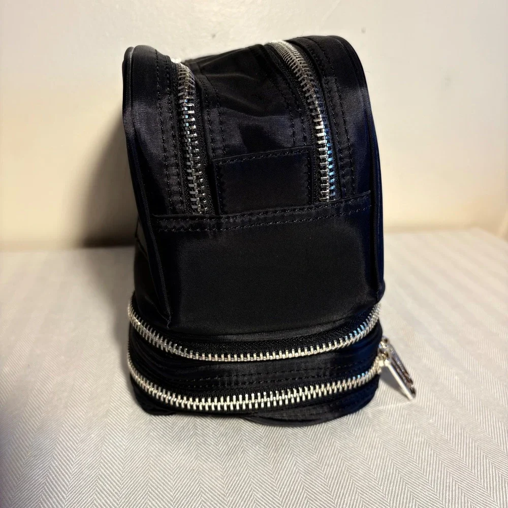 TONI&GUY Black Double Zip Hair Cady Toiletry Bag Cosmetic Travel Pouch Organizer
